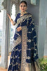 Navy Blue Banarasi Silk Saree With Beautiful Pallu