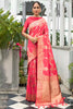 Peach Banarasi Silk Saree With Beautiful Pallu