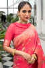Peach Banarasi Silk Saree With Beautiful Pallu