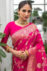 Hot Pink Banarasi Silk Saree With Beautiful Pallu