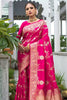 Hot Pink Banarasi Silk Saree With Beautiful Pallu