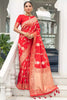 Red Banarasi Silk Saree With Beautiful Pallu