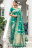 Teal Banarasi Silk Saree With Beautiful Pallu