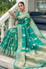 Teal Banarasi Silk Saree With Beautiful Pallu