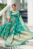 Teal Banarasi Silk Saree With Beautiful Pallu