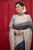 Unique Black Tussar Silk Saree With Designer Blouse