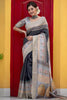 Unique Black Tussar Silk Saree With Designer Blouse