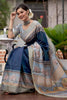 Unique Navy Blue Tussar Silk Saree With Designer Blouse