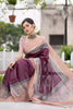 Unique Maroon Tussar Silk Saree With Designer Blouse
