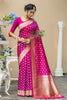 Rani Pink Soft banarasi katan silk saree with fancy tassels