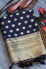 Lead Gray Soft banarasi katan silk saree with fancy tassels