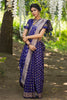 Indigo Blue Soft banarasi katan silk saree with fancy tassels