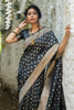 Pebble Gray Soft banarasi katan silk saree with fancy tassels