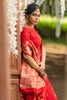 Red Flower Designed Soft Banarasi katan Silk Saree