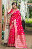 Neon Pink Flower Designed Soft Banarasi katan Silk Saree