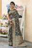 Black Soft banarasi katan silk saree