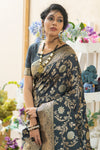 Black Soft banarasi katan silk saree