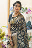Black Soft banarasi katan silk saree