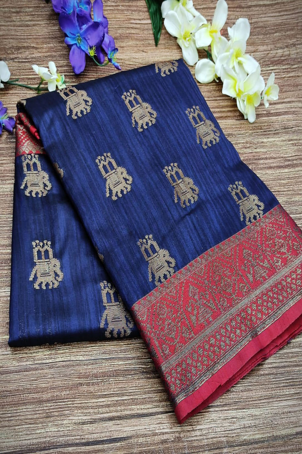 Navy Blue Banarasi Silk With Zari Weaving Saree
