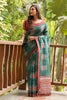 Green Cotton Linen Saree