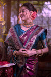 Magenta Banarasi Silk Saree With Meena Weaving