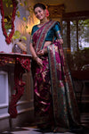 Magenta Banarasi Silk Saree With Meena Weaving