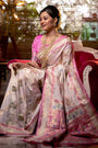 Baby Pink Banarasi Silk Saree With Meena Weaving
