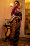 Black Banarasi Silk Saree With Meena Weaving