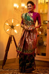 Green Banarasi Silk Saree With Meena Weaving