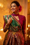Green Banarasi Silk Saree With Meena Weaving
