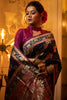 Navy Blue Banarasi Silk Saree With Meena Weaving