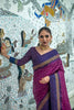 Magenta Soft Raw Silk Saree with Checks Blouse