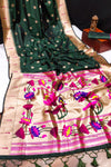 Green Banarasi Soft Silk Paithani With Zari Border Saree