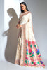 White Banarasi Soft Silk Paithani With Zari Border Saree