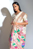 White Banarasi Soft Silk Paithani With Zari Border Saree