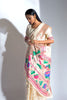 White Banarasi Soft Silk Paithani With Zari Border Saree