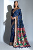 Blue Banarasi Soft Silk Paithani With Zari Border Saree