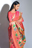 Orange Banarasi Soft Silk Paithani With Zari Border Saree