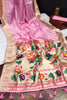Baby Pink Banarasi Soft Silk Paithani With Zari Border Saree