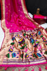 Dark Pink Banarasi Soft Silk Paithani With Zari Border Saree