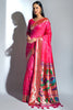 Dark Pink Banarasi Soft Silk Paithani With Zari Border Saree