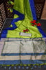 Olive Green Semi Tussar Silk With Ikkat Weaves Checks Fancy Tassels Saree