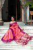Pink Semi Tussar Silk With Ikkat Weaves Checks Fancy Tassels Saree