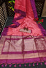 Pink Semi Tussar Silk With Ikkat Weaves Checks Fancy Tassels Saree