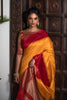 Yellow Semi Tussar Silk With Ikkat Weaves Checks Fancy Tassels Saree