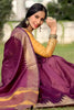 Wine Raw Silk Saree With Temple Design Border