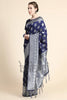 Indigo Blue Soft Blender Silk Weaving Silver Zari Saree
