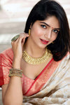 Creamy Off-white and Red Zari Border Silk Saree With Blouse
