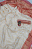 Creamy Off-white and Red Zari Border Silk Saree With Blouse