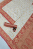 Creamy Off-white and Red Zari Border Silk Saree With Blouse